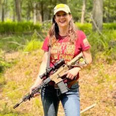 Stephanie Borowicz with assault rifle