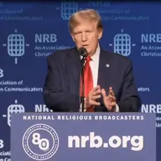 Donald Trump speaking at the National Religious Broadcasters convention