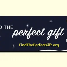 Biblical silhouettes with the words "Find the perfect gift"