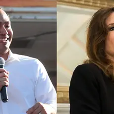 Headshots of Julian Castro and Marianne Williamson