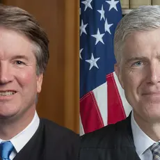 Headshots of Brett Kavanaugh and Neil Gorsuch