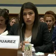 Yazmin Juarez testifies in a courtroom