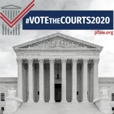 An image of the Supreme Court with the text #VotetheCourts2020