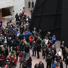 Activists gather in the atrium of the Hart Senate Office Building on January 29, 2020.