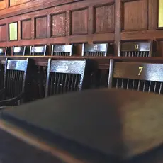 Jurors box in a courtroom