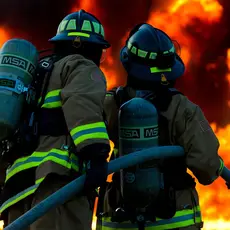 Firefighters fighting a fire