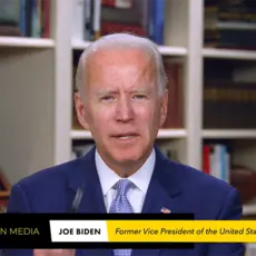 Joe Biden addresses the audience during an NAACP virtual town hall on June 10.