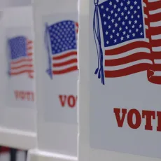 A row of voting booths