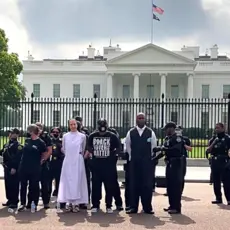 People For President Ben Jealous is arrested for protesting peacefully at the White House on October 5, 2021