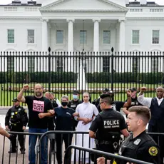 People For President Ben Jealous and four other civil rights and faith leaders are arrested for protesting peacefully at the White House on October 5, 2021.