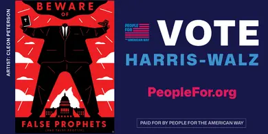 A piece of artwork with text reading "VOTE Harris-Walz"